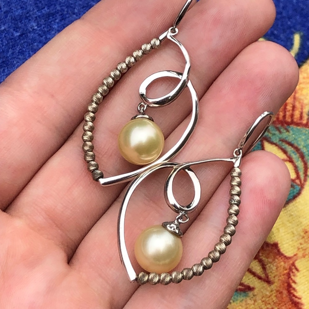 genuine pearl sterling silver earrings